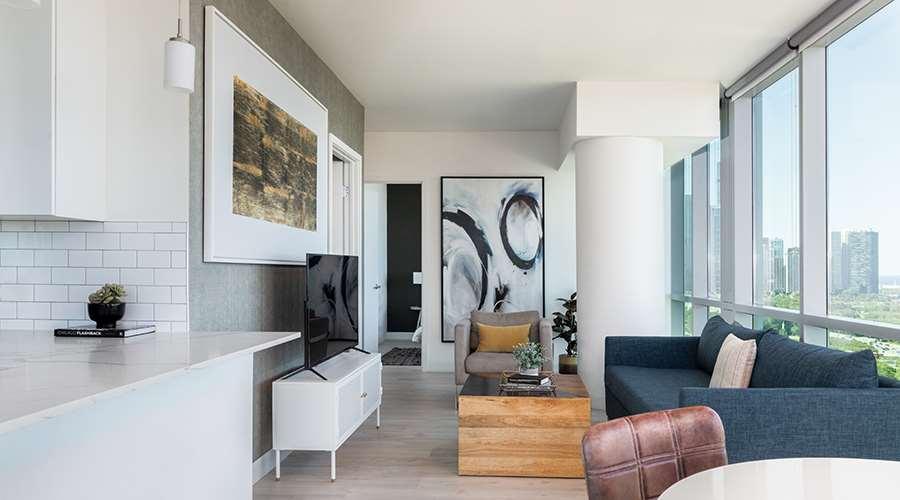 Sentral Michigan Avenue Aparthotel Chicago Room photo Interior of a typical apartment